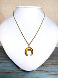 Tiger Eye Stone Crescent Moon Necklace (APOLLO)