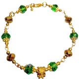 Marijuana Green Gold Glass Bracelet (HEMP-B)