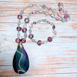 Agate Fluorite Stone & Glass Jewelry Set (FIORELLA)