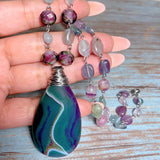 Agate Fluorite Stone & Glass Necklace (FIORELLA-N)