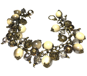 Bronze Chunky Chain Beaded Bracelet (HERMIA)