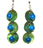 Green Blue Seashell Bronze Earrings