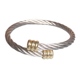 Dual Tone Steel Bangle Bracelet (VINCENZA-B)