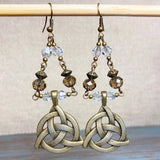 Celtic Knot Bronze Glass Earrings