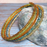 Multi Color Glass Boho Bangle Bracelet (MAUREEN-B)