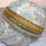 Multi Color Glass Boho Bangle Bracelet (MAUREEN-B)