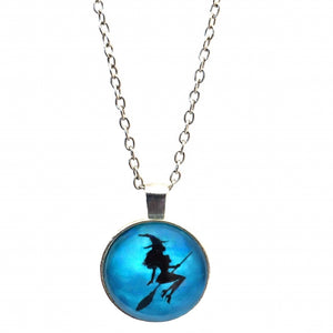 Flying Witch Glass Dome Necklace (ANISE)