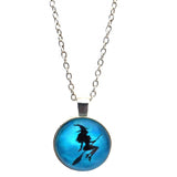 Flying Witch Glass Dome Necklace (ANISE)