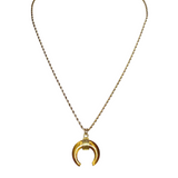 Tiger Eye Stone Crescent Moon Necklace (APOLLO)