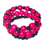 Fuchsia Black Wood Bracelet Stack (KARISA)