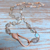 Labradorite Stone Rose Gold Necklace (MISHA-N)