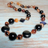 Earthy Agate Blue Goldstone Gemstone Necklace (GAIA)