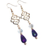 Celtic Knot Earrings Light Gold & Purple-Blue (DUFFY)