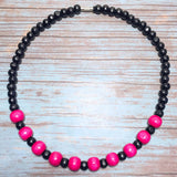 Fuchsia Black Wood Choker Necklace (OBELIA)