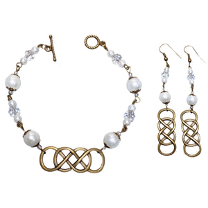 Infinity Bronze White Glass Jewelry Set (INFINITY)