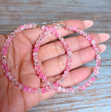 Pink Glass Large Hoop Earrings