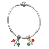 Red Green Clear Glass Crystal Charm (Fits Pandora) - JOY