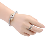 Dual Tone Steel Bracelet Ring Set (VINCENZA)