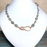 Labradorite Stone Rose Gold Necklace (MISHA-N)