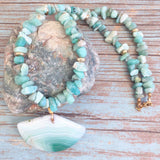 Agate and Amazonite Stone Necklace (MARGARET)