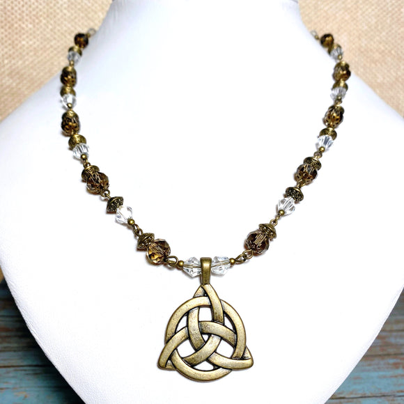 Celtic Knot Bronze Glass Necklace