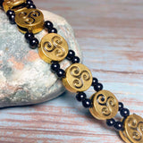 Celtic Triskelion Bracelet Antiqued Gold Black