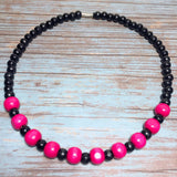 Fuchsia Black Wood Choker Necklace (OBELIA)