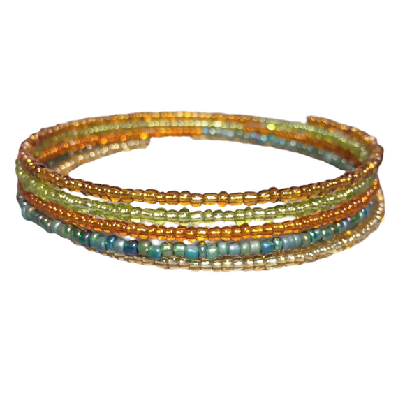 Multi Color Glass Boho Bangle Bracelet (MAUREEN-B)