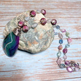 Agate Fluorite Stone & Glass Necklace (FIORELLA-N)