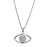 Evil Eye Pink Quartz Stone Necklace (ELISHEVA)