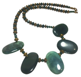 Emerald Green & Bronze Agate Stone and Glass Necklace (GENEVA)