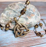 Celtic Knot Bronze Glass Necklace