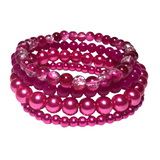 Fuchsia Glass Bracelet Stack (DIANTHA)