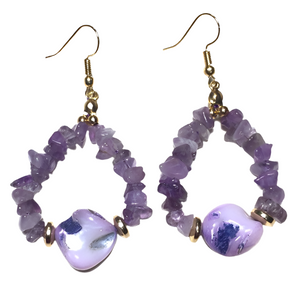 Purple Seashell & Glass Earrings (ASTA)