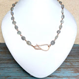 Labradorite Stone Rose Gold Necklace (MISHA-N)