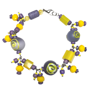 Purple & Yellow Beaded Bracelet (ANNETTE)