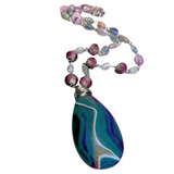 Agate Fluorite Stone & Glass Necklace (FIORELLA-N)