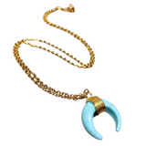 Howlite Stone Crescent Moon Necklace (METIS)