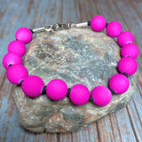 Magenta Acylic Cord Beaded Bracelet