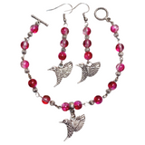 Hummingbird Fuchsia Glass Jewelry Set (BIRDIE)