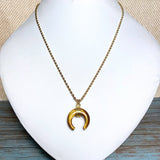 Tiger Eye Stone Crescent Moon Necklace (APOLLO)