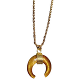 Tiger Eye Stone Crescent Moon Necklace (APOLLO)