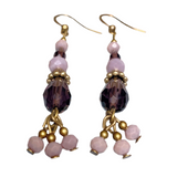 Purple Glass Bronze Earrings