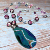 Agate Fluorite Stone & Glass Jewelry Set (FIORELLA)