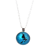 Flying Witch Glass Dome Necklace (ANISE)