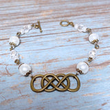 Infinity Bronze White Glass Bracelet (INFINITY-B)