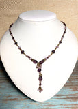 Purple Glass Bronze Necklace