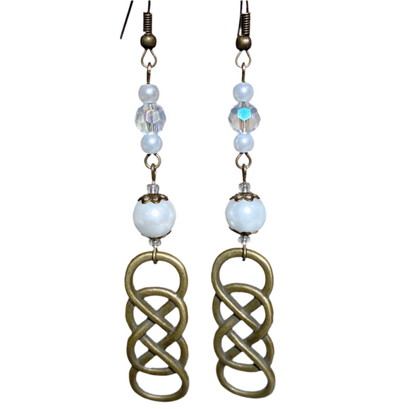 Infinity Bronze White Glass Earrings (INFINITY-E)