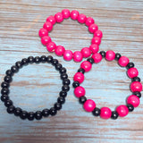 Fuchsia Black Wood Bracelet Stack (KARISA)