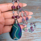 Agate Fluorite Stone & Glass Jewelry Set (FIORELLA)